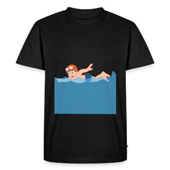 Dessin animé nageur vagues mer crawl cadeau - T-shirt Premium bio Homme - noir - Devant - Nico (187cm)