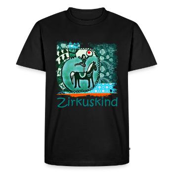 Cirque cirque enfant à cheval collage bleu-orange - T-shirt Premium bio Homme - noir - Devant - Nico (187cm)