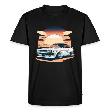 JDM - Retro Car and Sunset - Men's Premium Organic T-Shirt - black - Front - Nico (187cm)