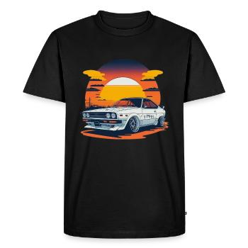 JDM - Retro Car and Sunset - Men's Premium Organic T-Shirt - black - Front - Nico (187cm)