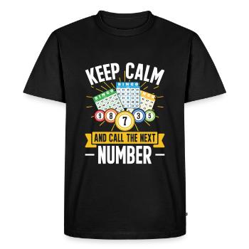 Bingo Champion Keep Calm And Call The Next Number - Men's Premium Organic T-Shirt - black - Front - Nico (187cm)