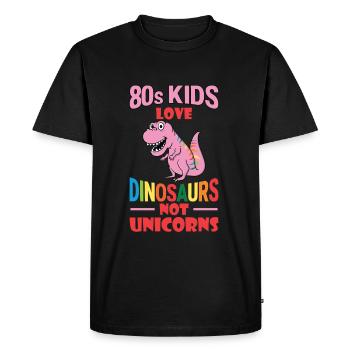 80 Les enfants adorent les dinosaures, pas licornes! - T-shirt Premium bio Homme - noir - Devant - Nico (187cm)