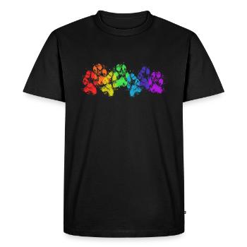 Arc en ciel patte empreintes chien amant boueux patte impression cadeau - T-shirt Premium bio Homme - noir - Devant - Nico (187cm)