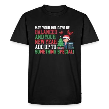 Christmas Holiday Greetings Gift For Accountants - Men's Premium Organic T-Shirt - black - Front - Nico (187cm)