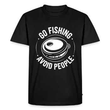 Go fishing, avoid people, rest by the water - Men's Premium Organic T-Shirt - black - Front - Nico (187cm)