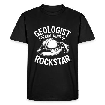 Geologist a special rock star - Men's Premium Organic T-Shirt - black - Front - Nico (187cm)