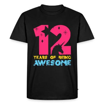 12 ANS D’ÊTRE UNE LICORNE GÉNIALE 12E ANNIVERSAIRE - T-shirt Premium bio Homme - noir - Devant - Nico (187cm)
