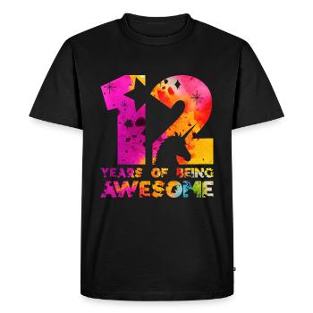 12 ANS D’ÊTRE UNE LICORNE GÉNIALE 12E ANNIVERSAIRE - T-shirt Premium bio Homme - noir - Devant - Nico (187cm)