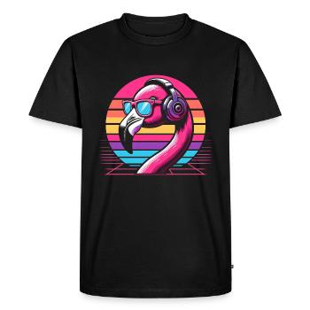 Flamingo Techno Musique - T-shirt Premium bio Homme - noir - Devant - Nico (187cm)