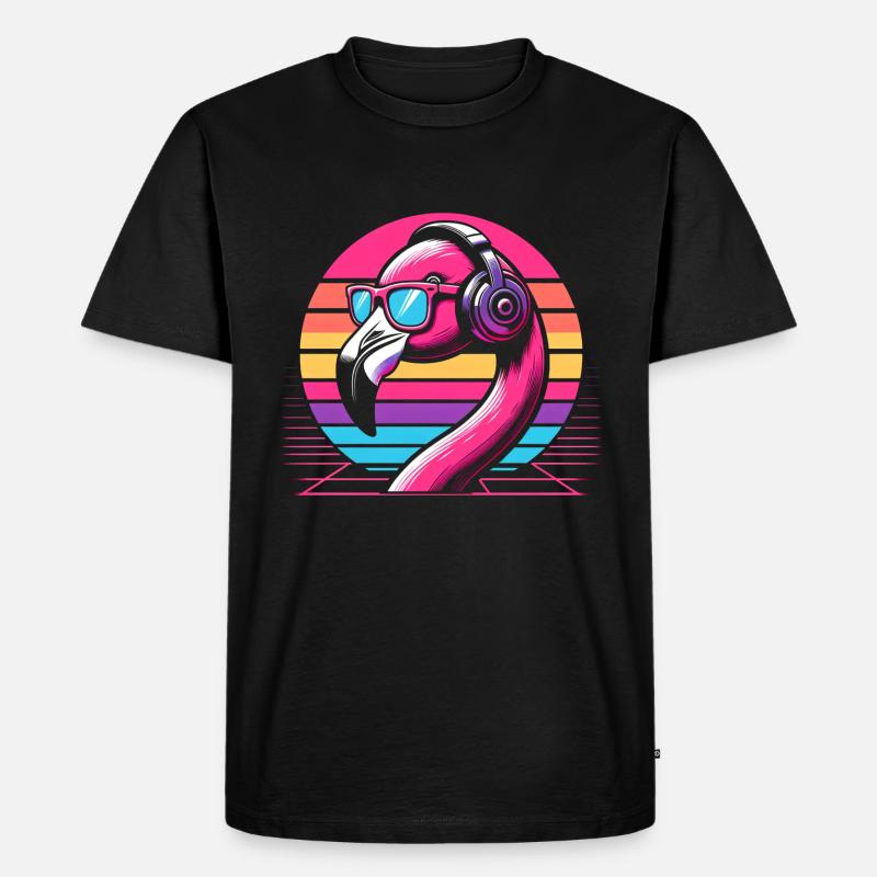 Flamingo Techno Musik - Männer Premium Bio T-Shirt - Schwarz