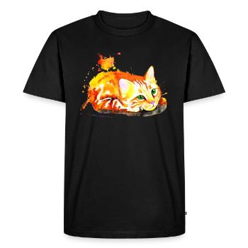 Chat roux - T-shirt Premium bio Homme - noir - Devant - Nico (187cm)