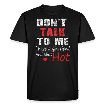 Ne parle pas Avec Moi, J’ai Une amie qui - T-shirt Premium bio Homme - noir - Devant - Nico (187cm)