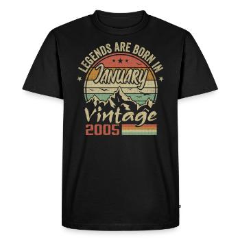 Les Légendes Sont Nées En Janvier 2005 - 2005 - T-shirt Premium bio Homme - noir - Devant - Nico (187cm)