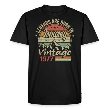 Les Légendes Sont Nées En Janvier 1977 - 1977 - T-shirt Premium bio Homme - noir - Devant - Nico (187cm)
