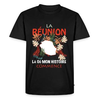 La Réunion La Où Mon Histoire Commence Cadeau - T-shirt Premium bio Homme - noir - Devant - Nico (187cm)