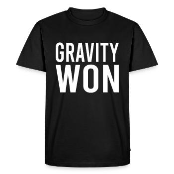 Gravity Won Bold Statement Humour T-shirt - T-shirt Premium bio Homme - noir - Devant - Nico (187cm)