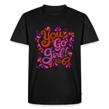 Girl Power Rouge Rose Violet - T-shirt Premium bio Homme - noir - Devant - Nico (187cm)