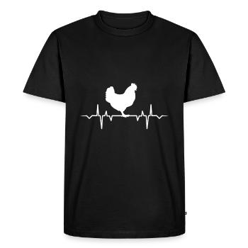 CHICKEN HEARTBEAT - Men's Premium Organic T-Shirt - black - Front - Nico (187cm)