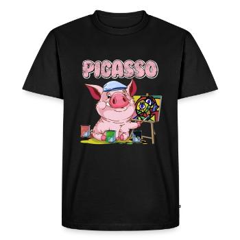 Pigasso comme Picasso - T-shirt Premium bio Homme - noir - Devant - Nico (187cm)