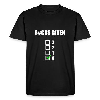 Zéro F#cks donné - T-shirt Premium bio Homme - noir - Devant - Nico (187cm)