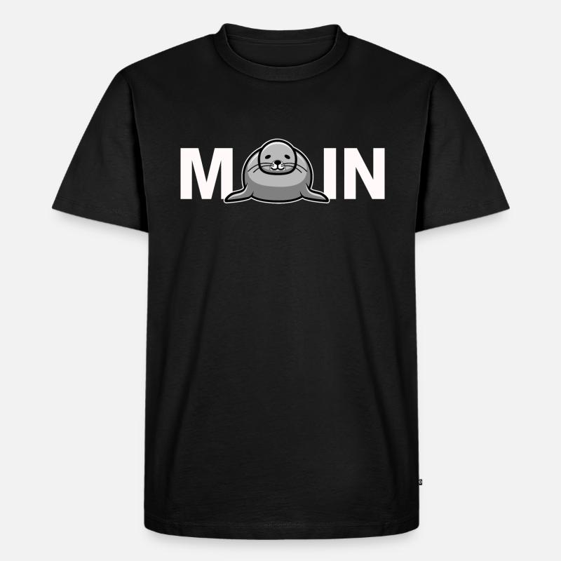 Moin mit Robbe - Männer Premium Bio T-Shirt - Schwarz