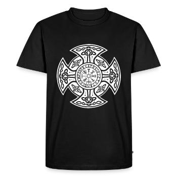 Cross runes white - Men's Premium Organic T-Shirt - black - Front - Nico (187cm)
