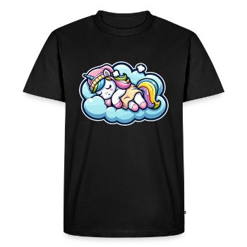 Licorne Licorne dormant sur un nuage moelleux - T-shirt Premium bio Homme - noir - Devant - Nico (187cm)