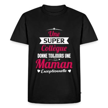 Super collègue cadeau drôle future maman mère - T-shirt Premium bio Homme - noir - Devant - Nico (187cm)