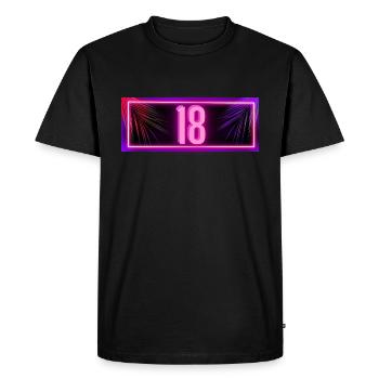 Enfin 18 ans d’âge légal 18 rose NEON - T-shirt Premium bio Homme - noir - Devant - Nico (187cm)