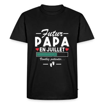 Daddy-to-be in July Pregnancy Announcement to Dad - Men's Premium Organic T-Shirt - black - Front - Nico (187cm)