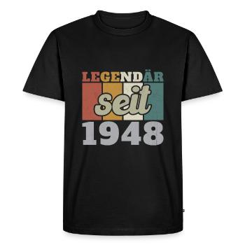 Legendary since 1948 Birthday Gift - Men's Premium Organic T-Shirt - black - Front - Nico (187cm)