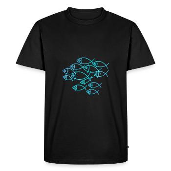 Fish School Line Art Ocean Minimalist Design - Men's Premium Organic T-Shirt - black - Front - Nico (187cm)