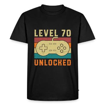 Level 70 Complete Vintage Anniversary Gift - Men's Premium Organic T-Shirt - black - Front - Nico (187cm)