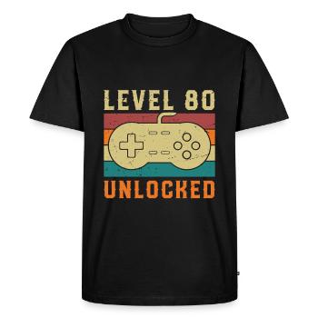 Level 80 Complete Vintage Birthday Gift - Men's Premium Organic T-Shirt - black - Front - Nico (187cm)