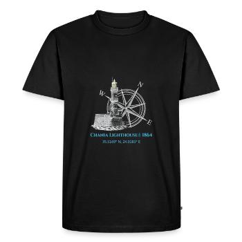 Crete Harbor Lighthouse Design - Men's Premium Organic T-Shirt - black - Front - Nico (187cm)