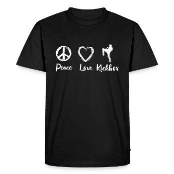 Peace Love Kickbox - Men's Premium Organic T-Shirt - black - Front - Nico (187cm)