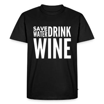Save Water Drink Wine - Funny Wine Saying - Men's Premium Organic T-Shirt - black - Front - Nico (187cm)