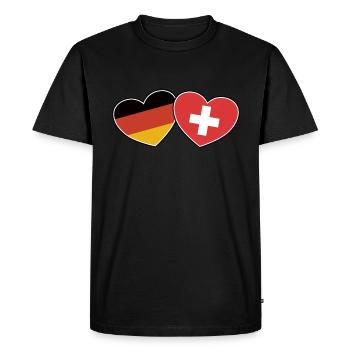 Deutsch Schweizerische Freundschaft - Geschenk - Männer Premium Bio T-Shirt - Schwarz - Vorne - Nico (187cm)