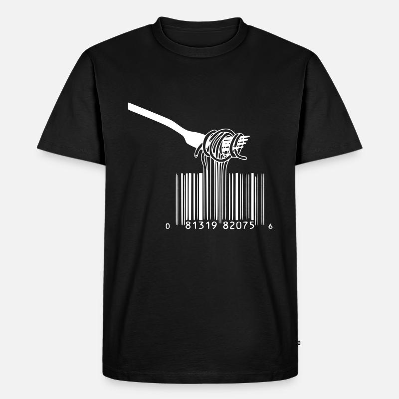 barcode gabel spaghetti - Männer Premium Bio T-Shirt - Schwarz