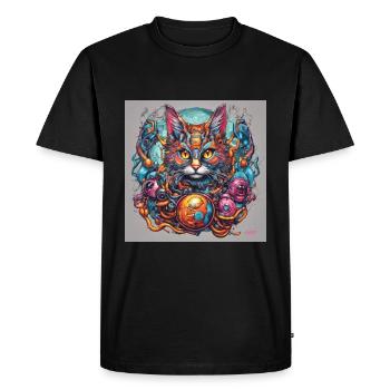 Semi biomechanical cat art - Men's Premium Organic T-Shirt - black - Front - Nico (187cm)
