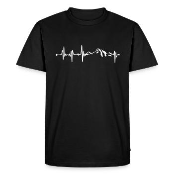 Heartbeat - Mountains - Hiking - ECG - Men's Premium Organic T-Shirt - black - Front - Nico (187cm)