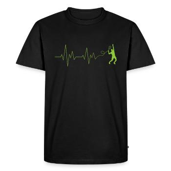 Joueur de tennis Cadeau Heartbeat Raquette de tennis - T-shirt Premium bio Homme - noir - Devant - Nico (187cm)