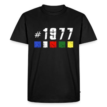 1977 anniversaire rétro vintage anniversaire NOUVEAU TIBET - T-shirt Premium bio Homme - noir - Devant - Nico (187cm)