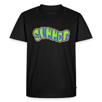 Été - soleil - vacances - bonne humeur - T-shirt Premium bio Homme - noir - Devant - Nico (187cm)
