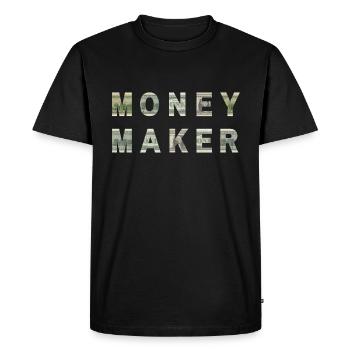 Money Maker Dollar Bill Texture Motivation - T-shirt Premium bio Homme - noir - Devant - Nico (187cm)