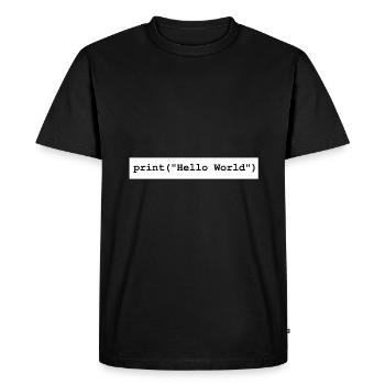 Cadeau du programme de développement Hello World Python - T-shirt Premium bio Homme - noir - Devant - Nico (187cm)