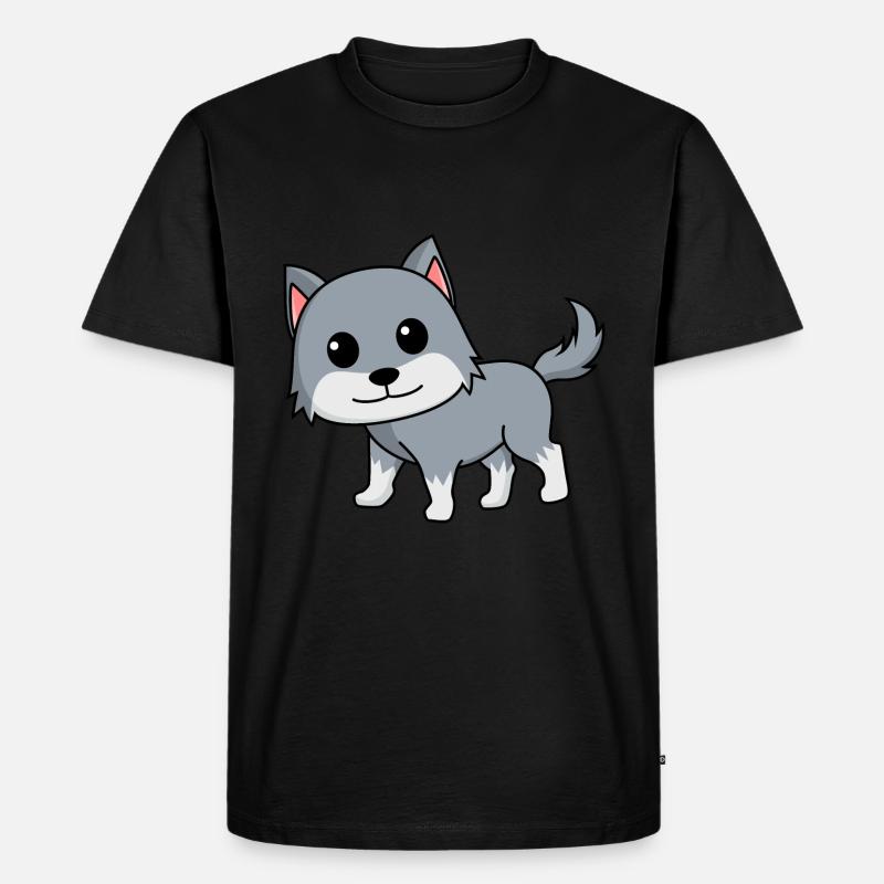 Wolf Comic Tier - Männer Premium Bio T-Shirt - Schwarz