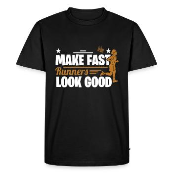 Marathon motif for runners & joggers - Men's Premium Organic T-Shirt - black - Front - Nico (187cm)