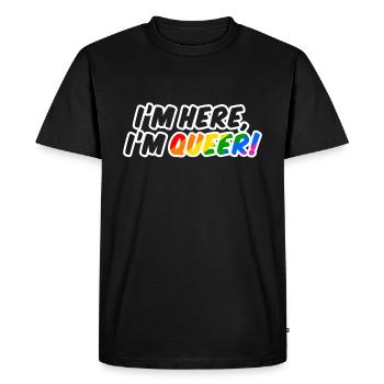 Queer est là! - T-shirt Premium bio Homme - noir - Devant - Nico (187cm)