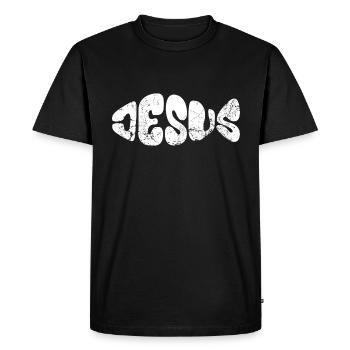 Jésus - Poisson - Amour - Croyants - Don - T-shirt Premium bio Homme - noir - Devant - Nico (187cm)